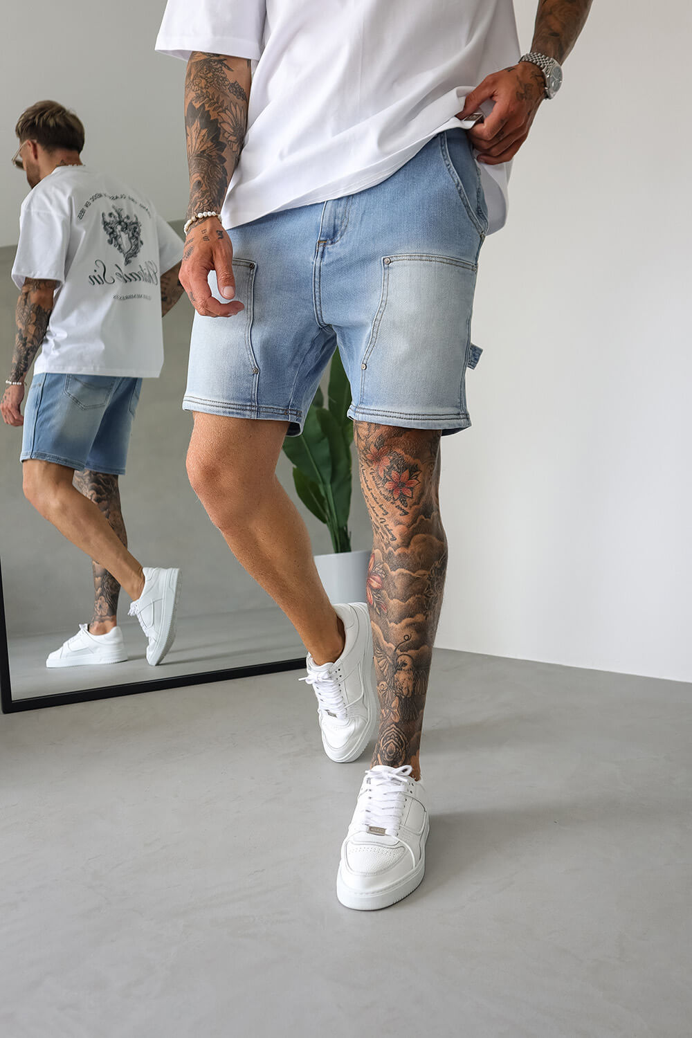 Calções de Denim Carpenter - Azul Claro