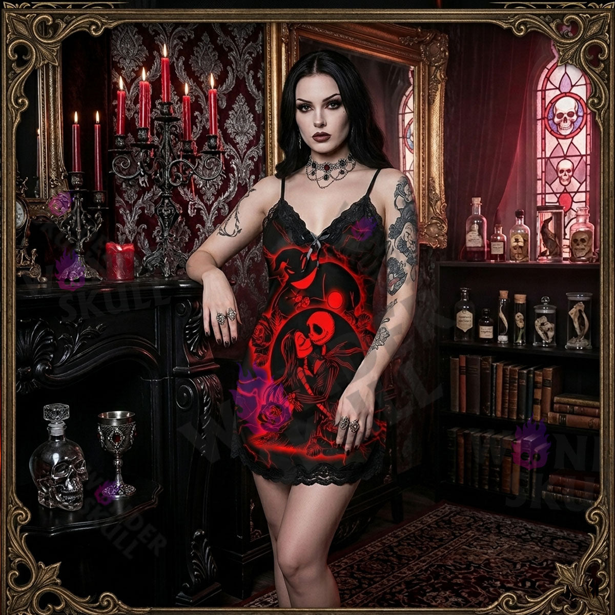 Camisa de Noite Babydoll em Renda Vermelha Elegance