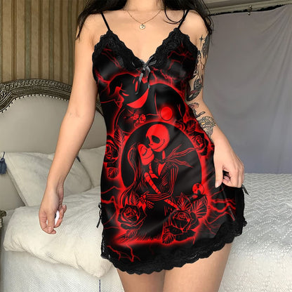Camisa de Noite Babydoll em Renda Vermelha Elegance