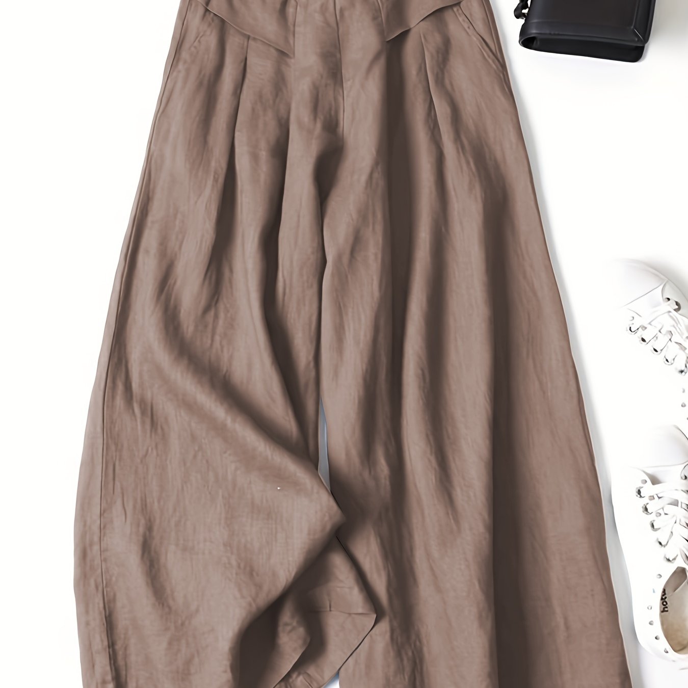 Calças Sahara Breeze Luxe de Perna Larga em Estilo Linen