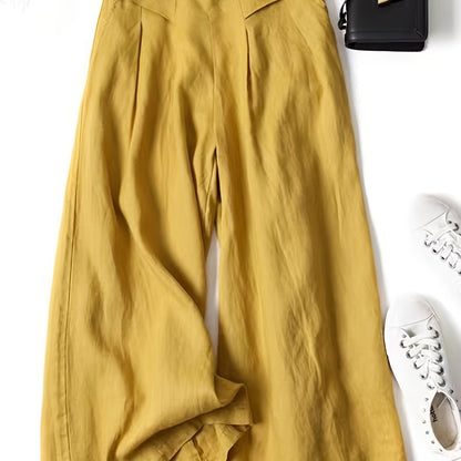 Calças Sahara Breeze Luxe de Perna Larga em Estilo Linen
