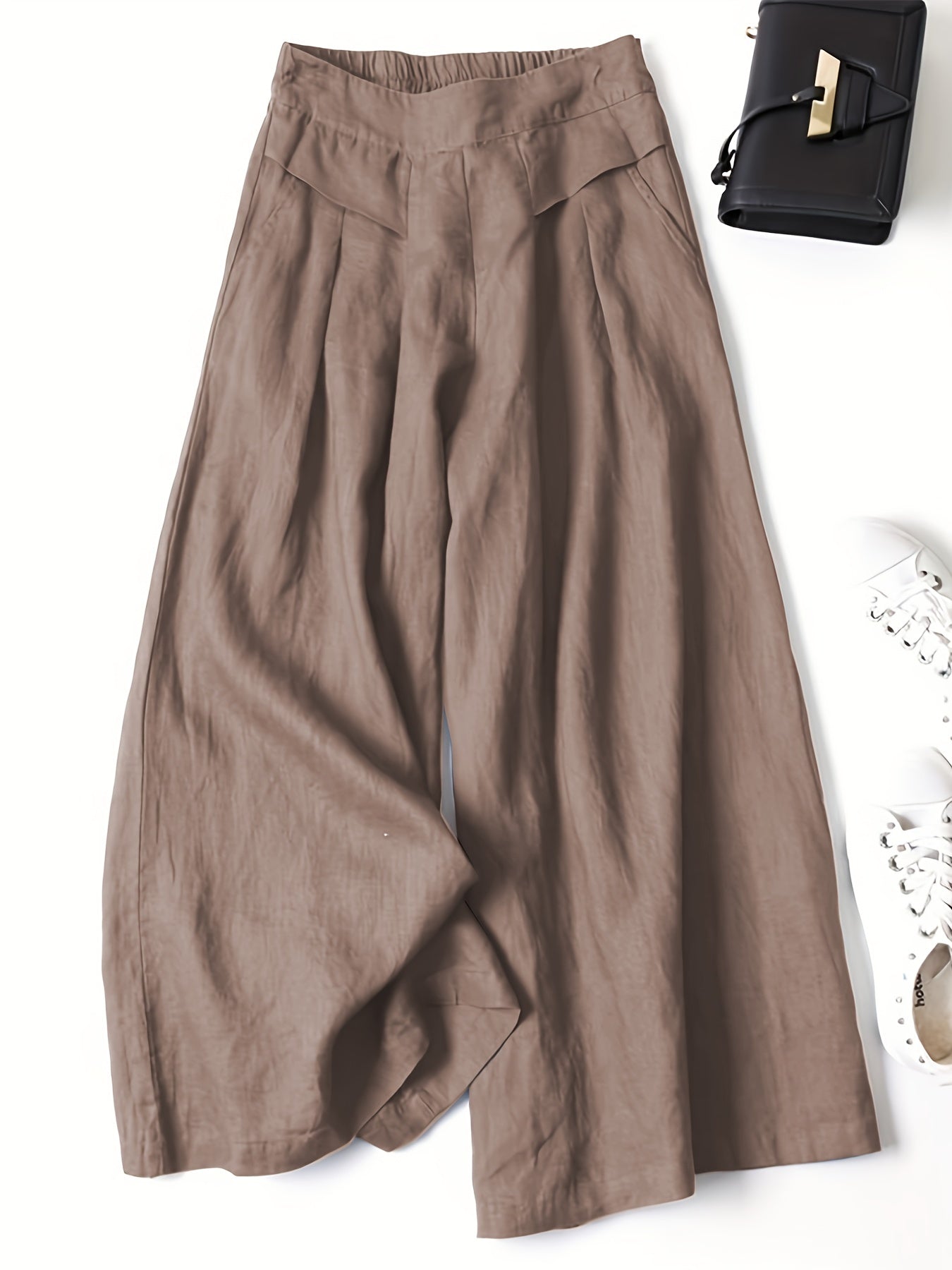 Calças Sahara Breeze Luxe de Perna Larga em Estilo Linen