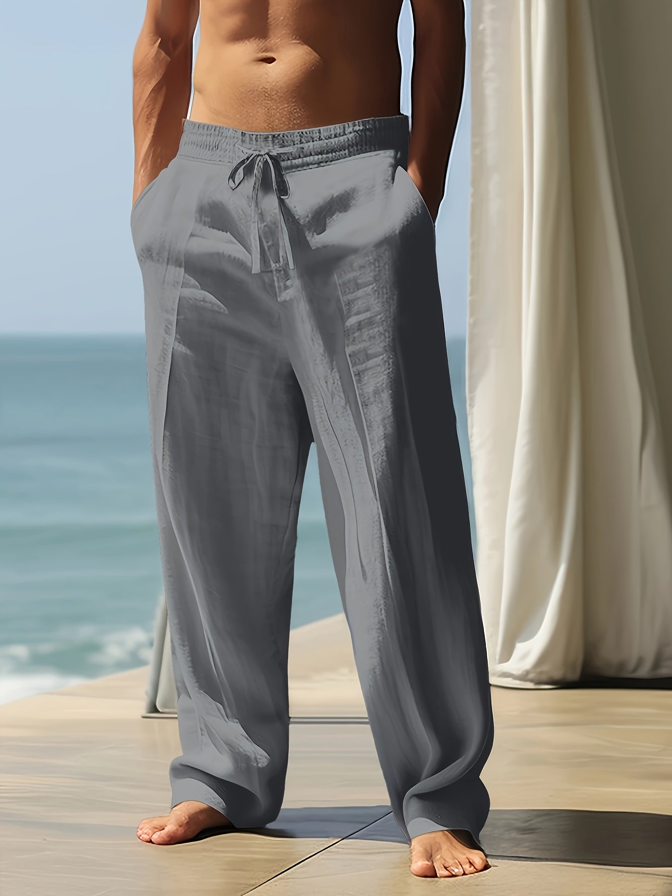 Calças Relaxadas Premium em Linho Coastal Ease