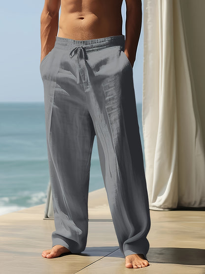 Calças Relaxadas Premium em Linho Coastal Ease