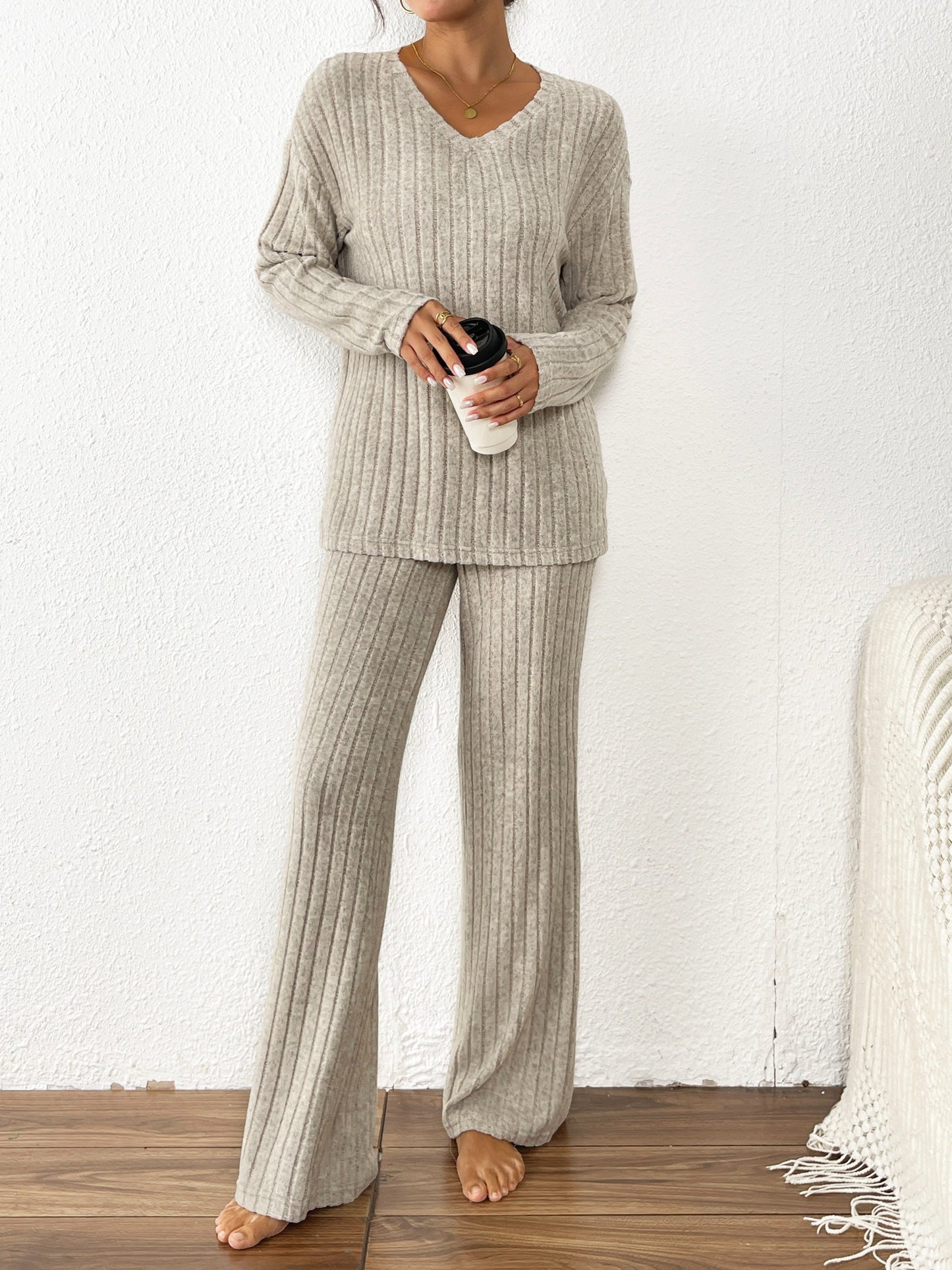 Conjunto Veloura Cozy Luxe de Malha Canelada com Fleece