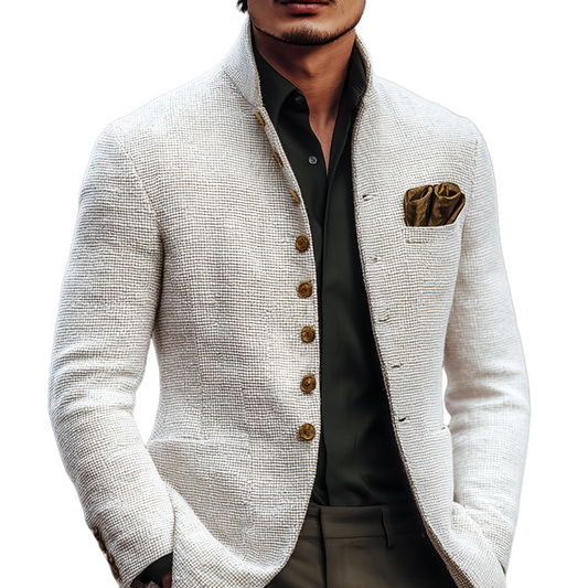 Casaco Casual Tweed Premium com Colarinho Alto