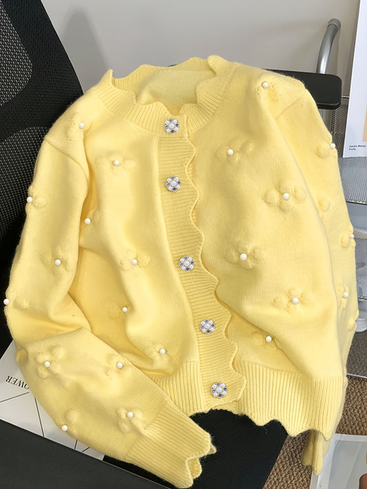 Cardigan Pearl Muse Luxe com Botões Decorativos