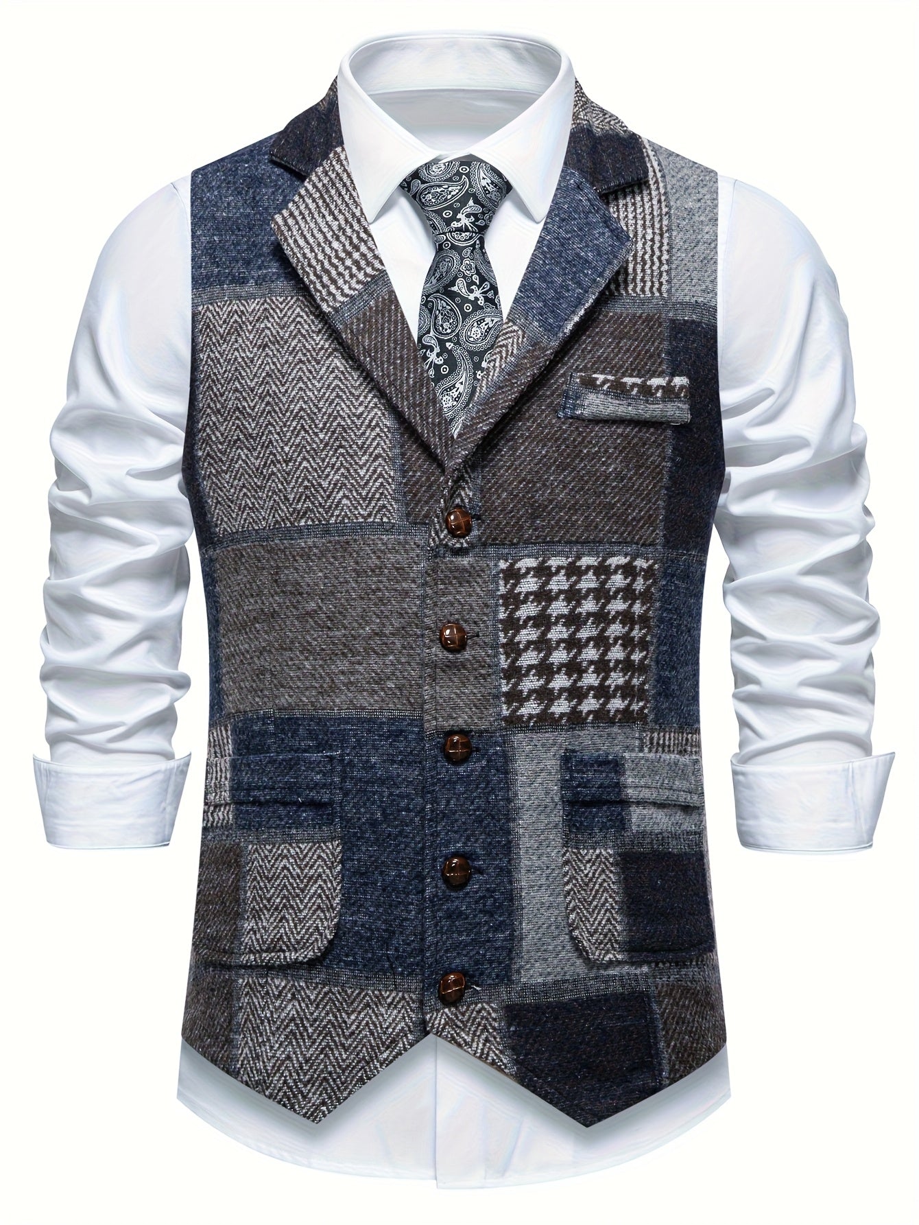 Colete Elegante em Patchwork
