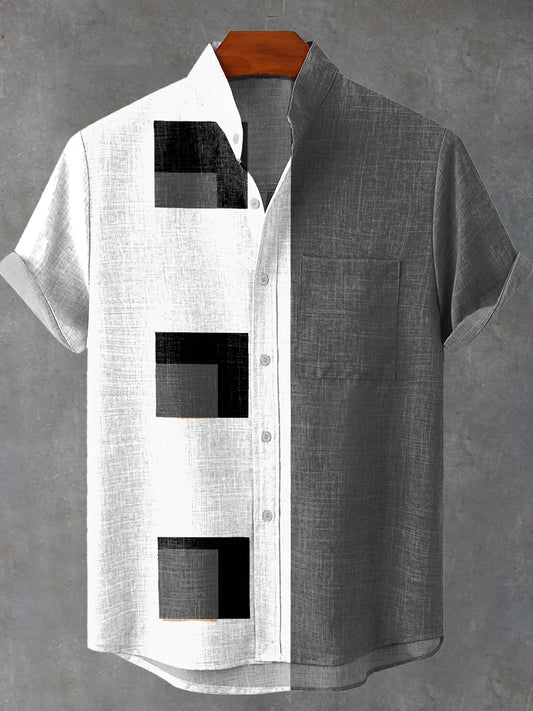 Camisa Premium de Algodão com Estampa Geométrica Abstrata