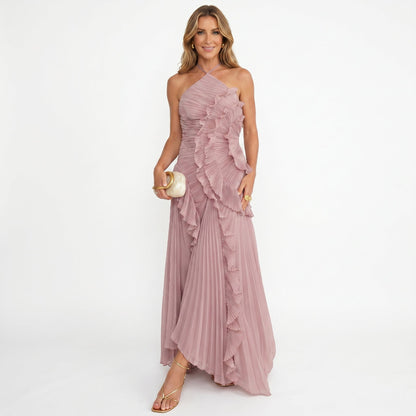Leonor | Vestido Plissado com Folhos Elegante