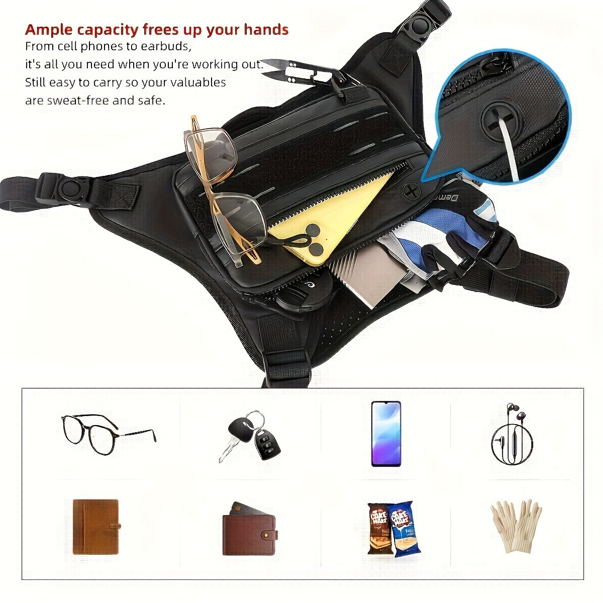 Mochila Peitoral Desportiva Velocity Pro Luxe Multifuncional