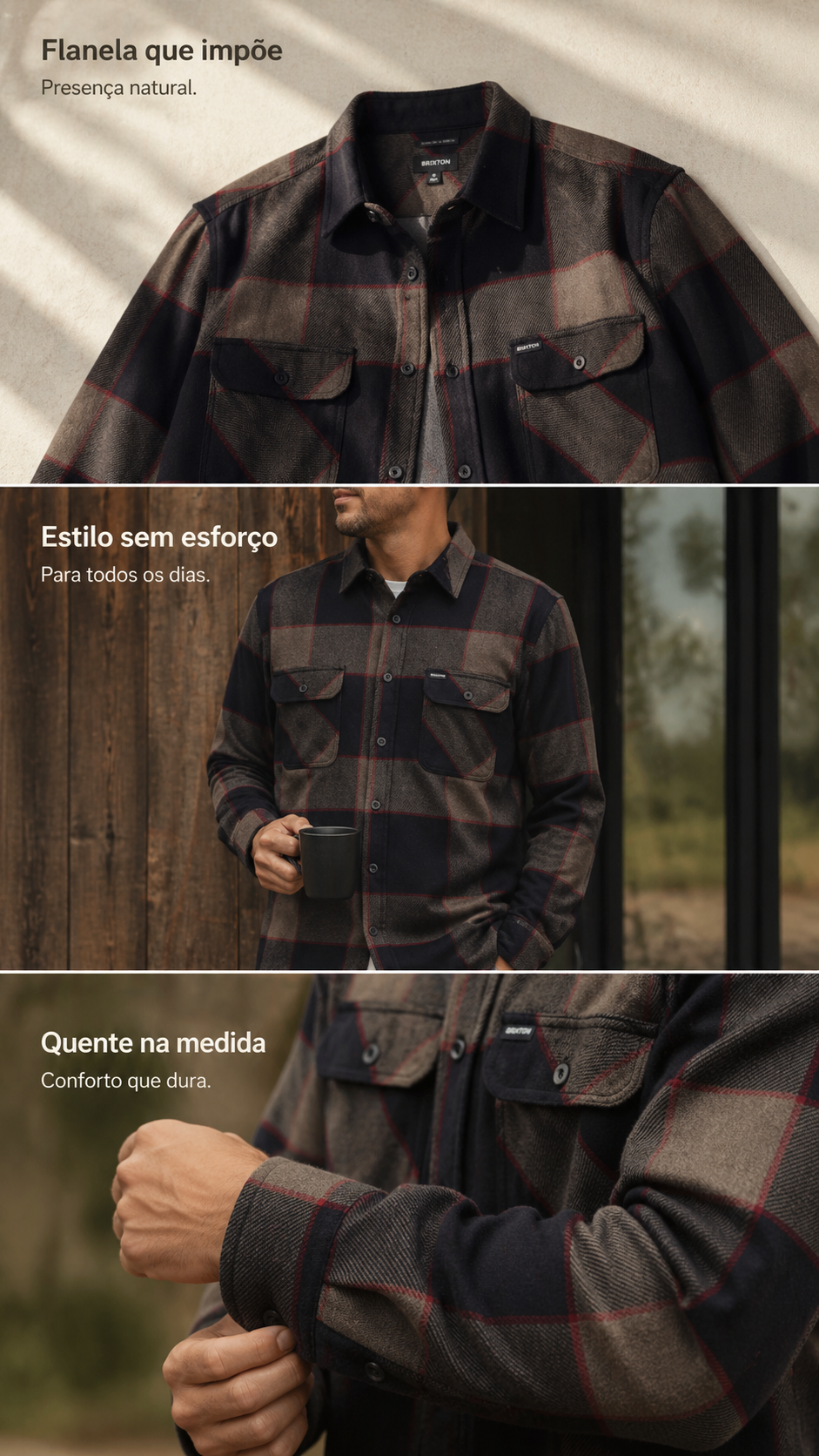 Flanela Bowery - Cinza Mescla/Carvão