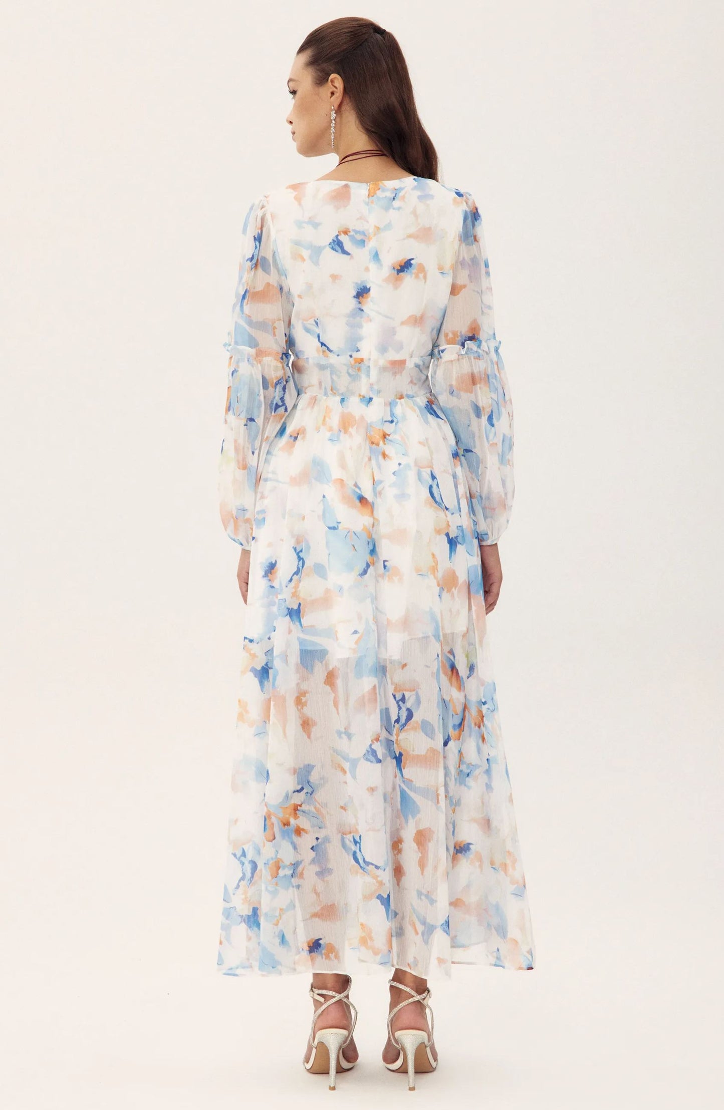 Vestido Midi de Chiffon Shirley | Look Jardim Estampado - sunfere