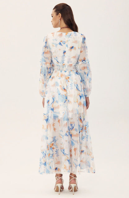 Vestido Midi de Chiffon Shirley | Look Jardim Estampado - sunfere
