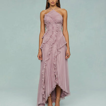 Leonor | Vestido Plissado com Folhos Elegante