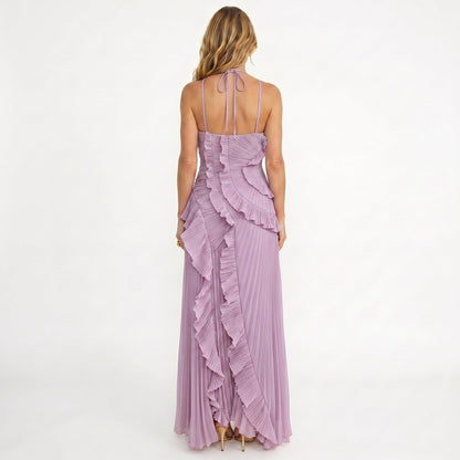 Leonor | Vestido Plissado com Folhos Elegante