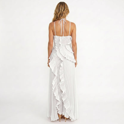 Leonor | Vestido Plissado com Folhos Elegante