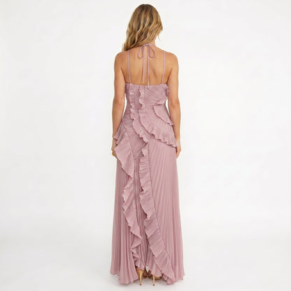 Leonor | Vestido Plissado com Folhos Elegante