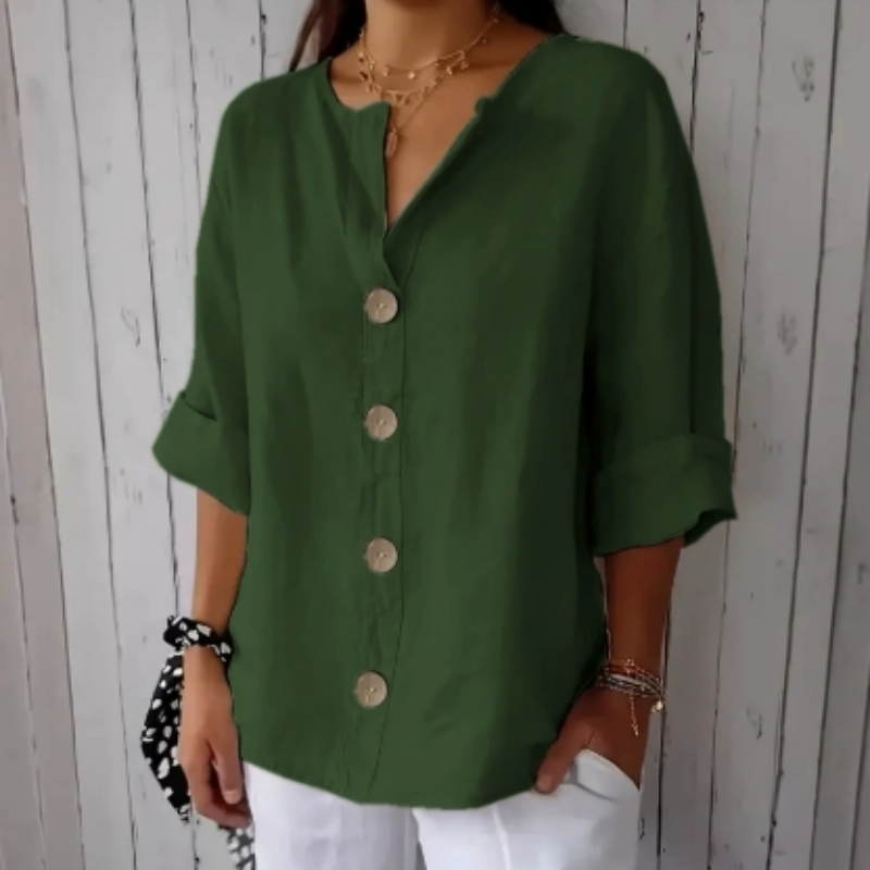 Camisola Feminina Larga com Botões