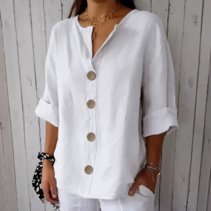 Camisola Feminina Larga com Botões