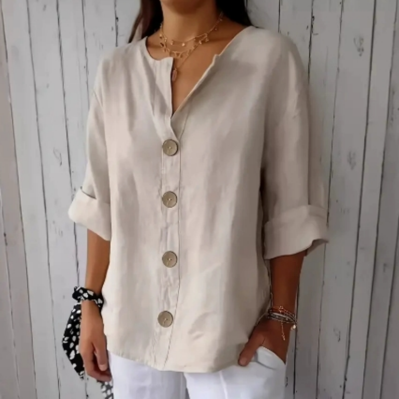 Camisola Feminina Larga com Botões