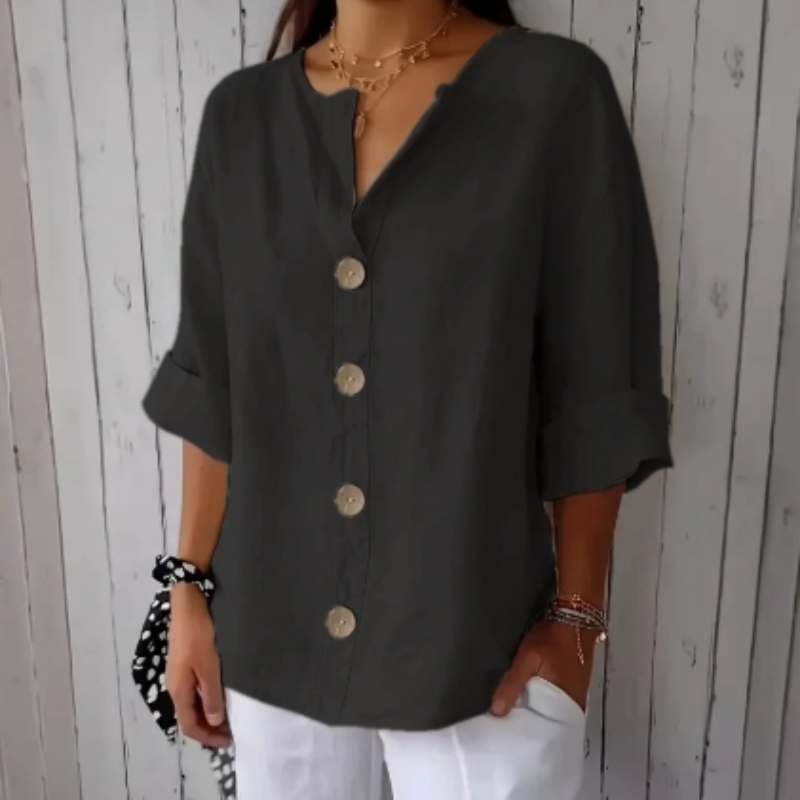 Camisola Feminina Larga com Botões
