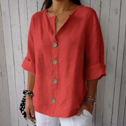 Camisola Feminina Larga com Botões