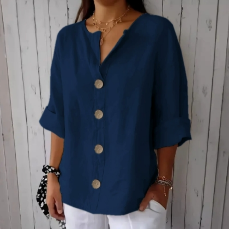 Camisola Feminina Larga com Botões