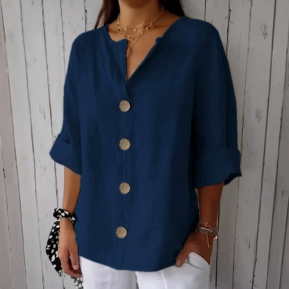 Camisola Feminina Larga com Botões